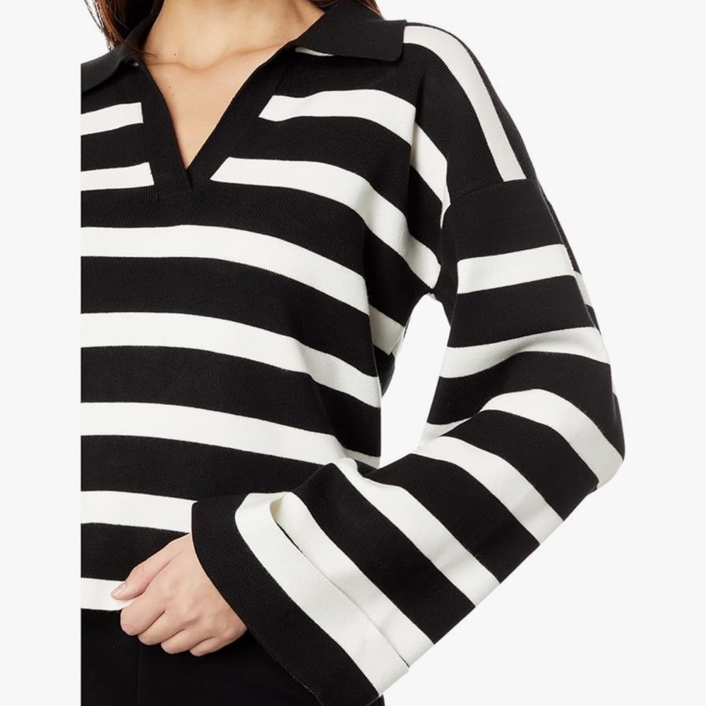 English Factory Striped Crop Sweater White/Black | M - Picture 3 of 11
